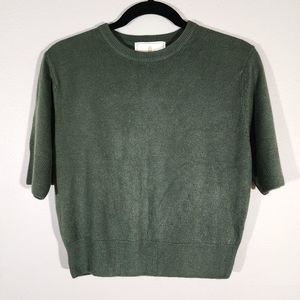(EUC) VTG EXPRESS TRICOT Forest Green Short Sleeve Cropped Sweater